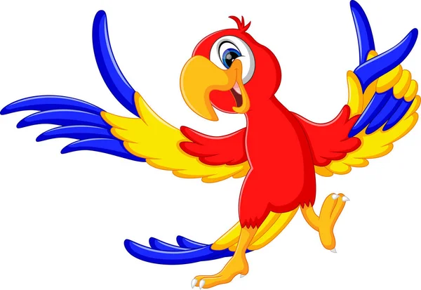 Ilustração de bonito papagaio desenhos animados — Vetor de Stock