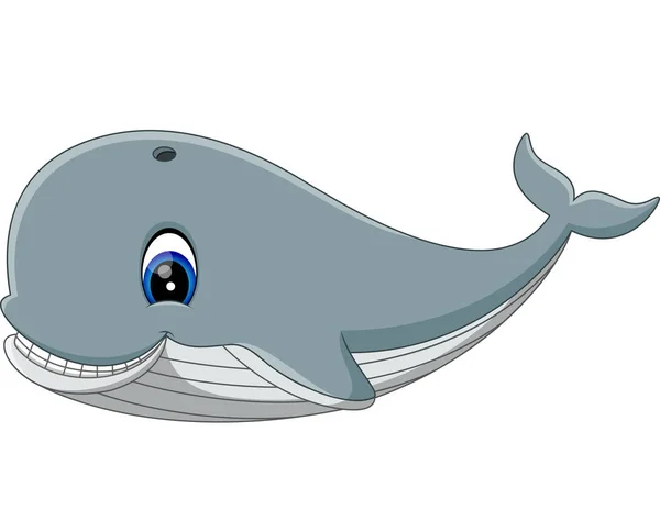 Ilustracja uroczego wieloryba kreskówkowego — Wektor stockowy