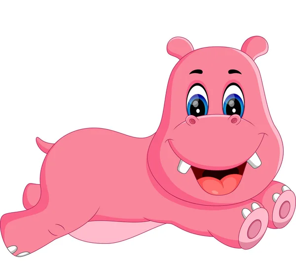 Ilustração de desenho animado hipopótamo bonito — Vetor de Stock