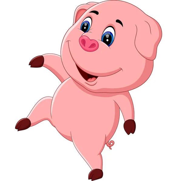 Illustration de dessin animé cochon mignon posant — Image vectorielle