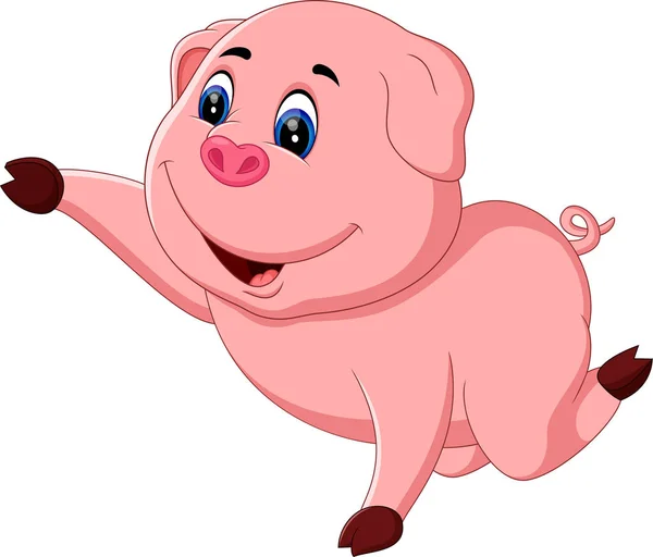 Illustration von niedlichen Schwein Karikatur posiert — Stockvektor