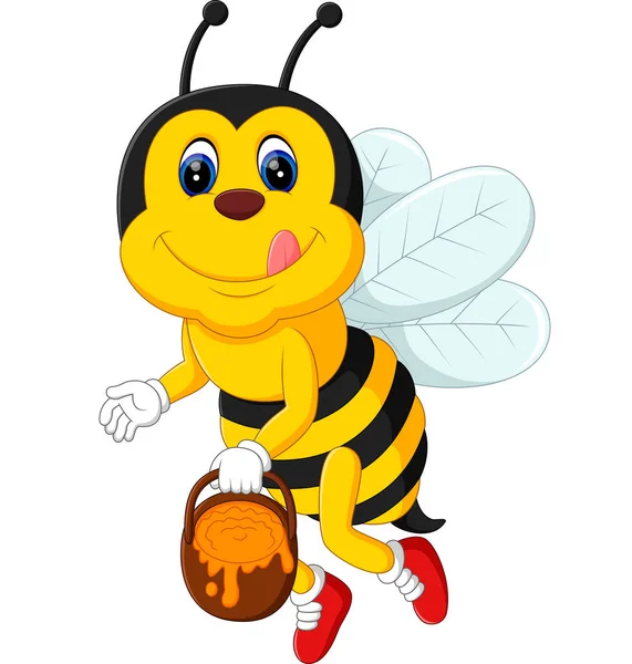 Cute pszczoły kreskówka latający ilustracji — Wektor stockowy