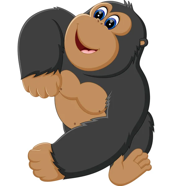 Legrační gorila kreslené ilustrace — Stockový vektor