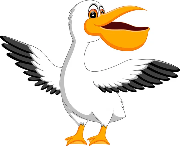 Illustration av söt pelican tecknad — Stock vektor