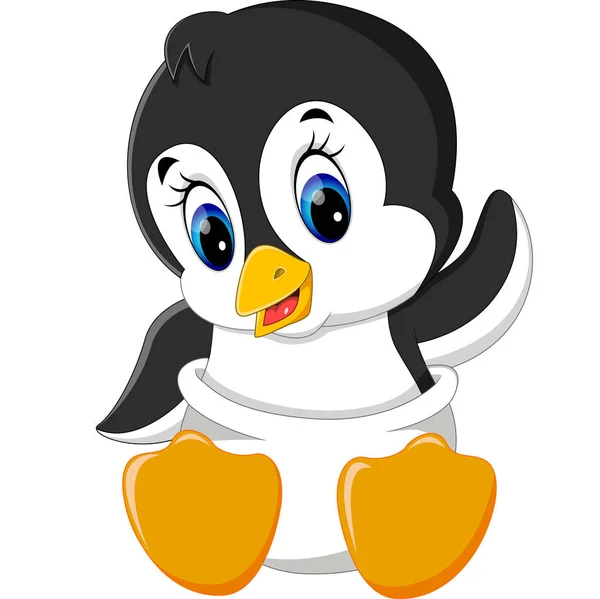 Illusztráció: rajzfilm aranyos pingvin — Stock Vector