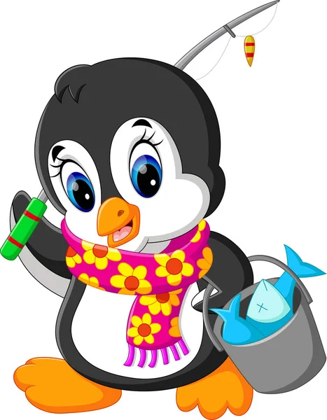 Illusztráció: rajzfilm aranyos pingvin — Stock Vector