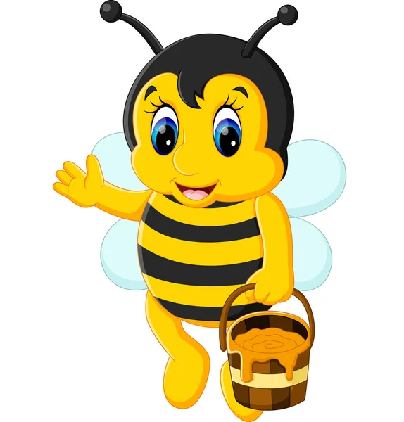 Ilustracja kreskówka cute pszczoły — Wektor stockowy