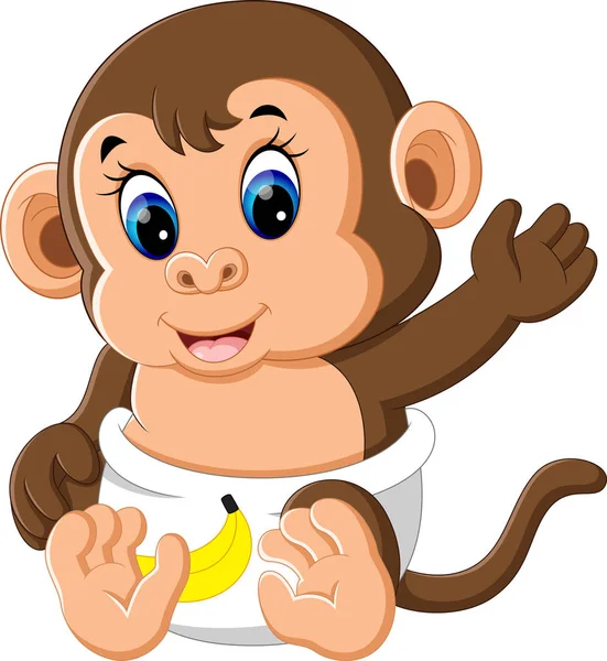 Illustration of cute Cartoon monkey — Stock Vector