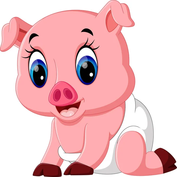 Ilustração do desenho animado bonito do porco do bebê — Vetor de Stock