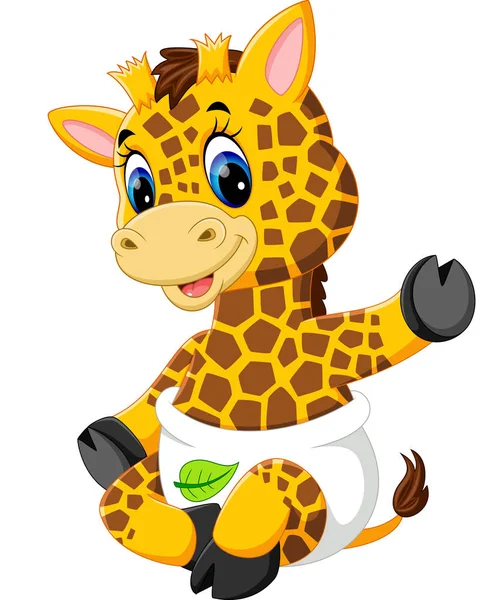 Cute giraffe cartoon of illustration — Stock Vector