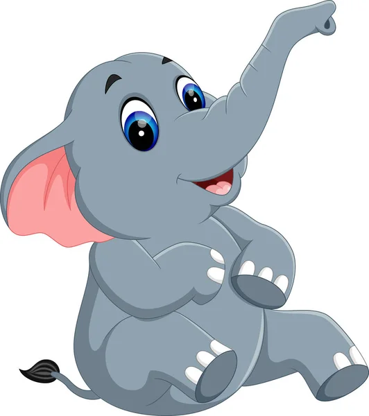 Ilustración de dibujos animados elefante lindo — Vector de stock