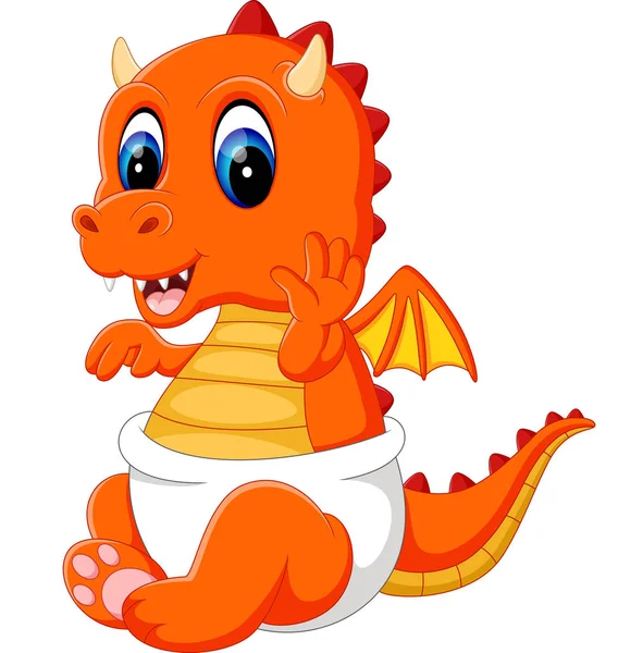 Lindo bebé dragón dibujos animados — Vector de stock
