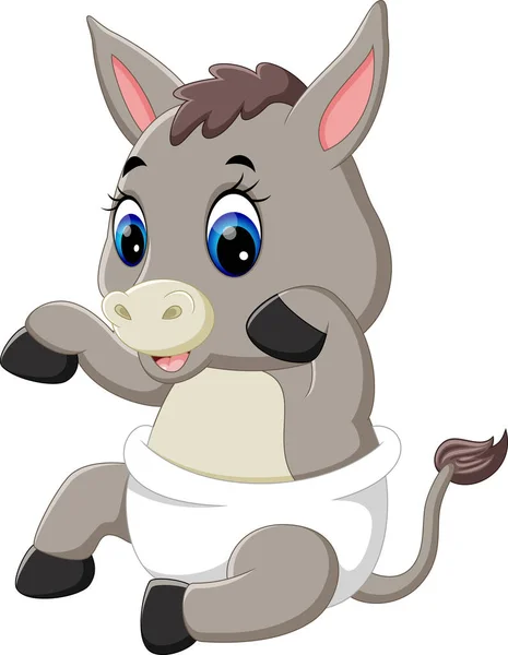 Ilustración de dibujos animados lindo burro bebé — Vector de stock
