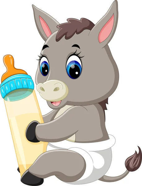 Illustration of cute baby donkey cartoon — Stock Vector