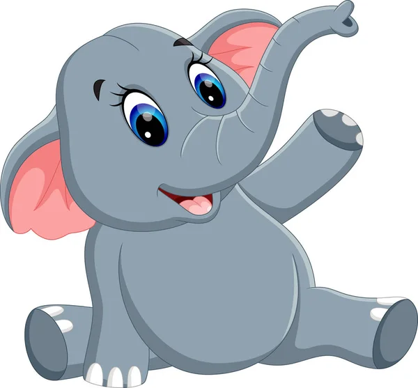 Ilustración de dibujos animados elefante lindo — Vector de stock