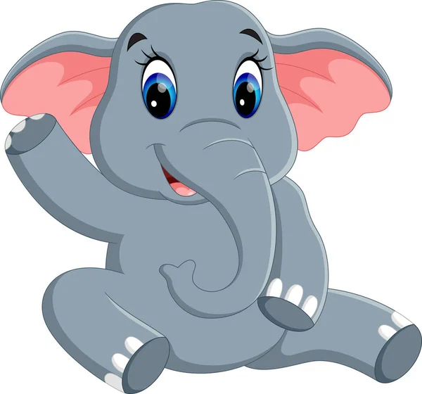 귀여운 코끼리 만화 그림 — 스톡 벡터