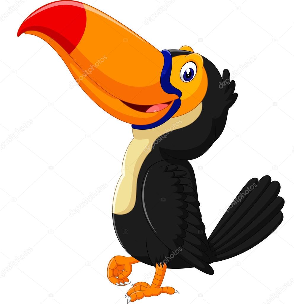 Cartoon happy bird toucan — Stock Vector © hermandesign2015@gmail.com #130091692