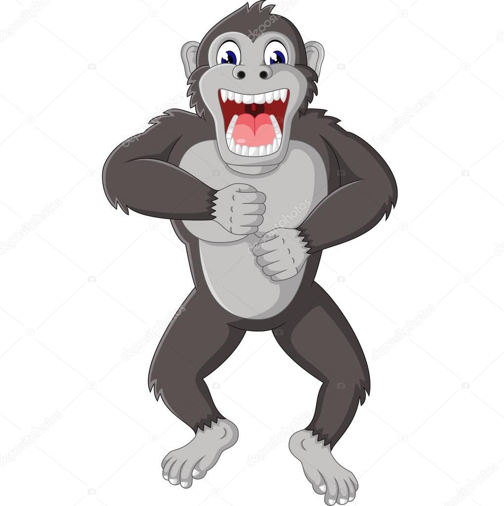 Gorilla Comic Angry - Monkey`s Head In A Baseball Cap Stock Vector