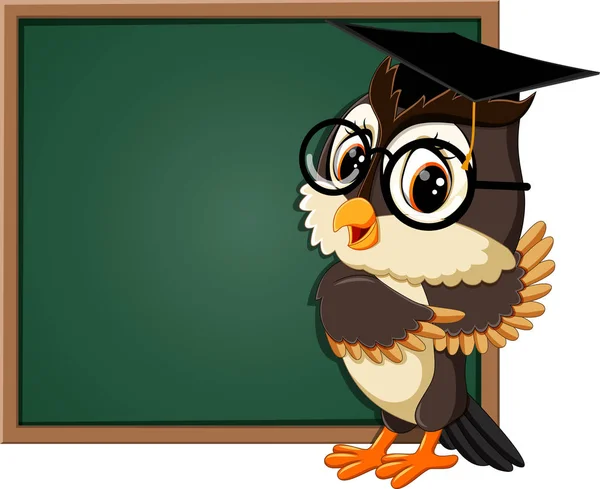 Ilustração de coruja professor no quadro negro —  Vetores de Stock