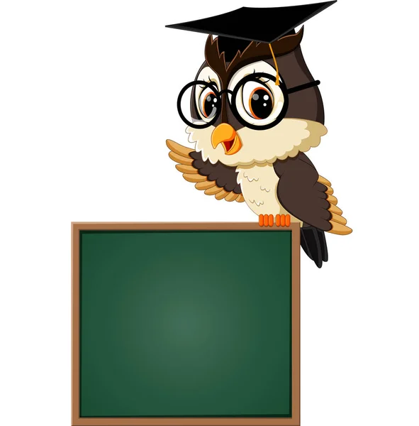 Ilustração de coruja professor no quadro negro —  Vetores de Stock