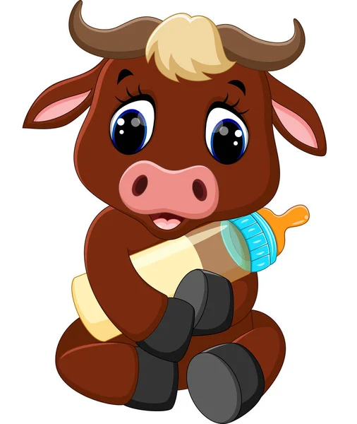 Illustrazione di carino baby toro cartone animato — Vettoriale Stock