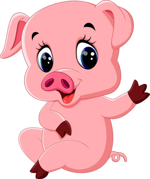 Cute pig cartoon posing — Stock Vector