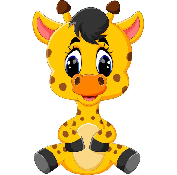 Cartoon baby giraffe sitting — Stock Vector