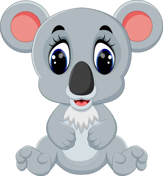 Dibujos animados adorable koala sentado aislado sobre fondo blanco — Vector de stock