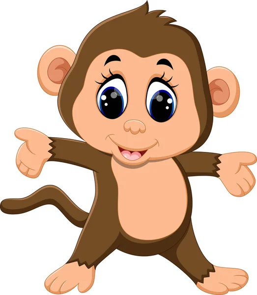 Illustration of cute Cartoon monkey — Stock Vector