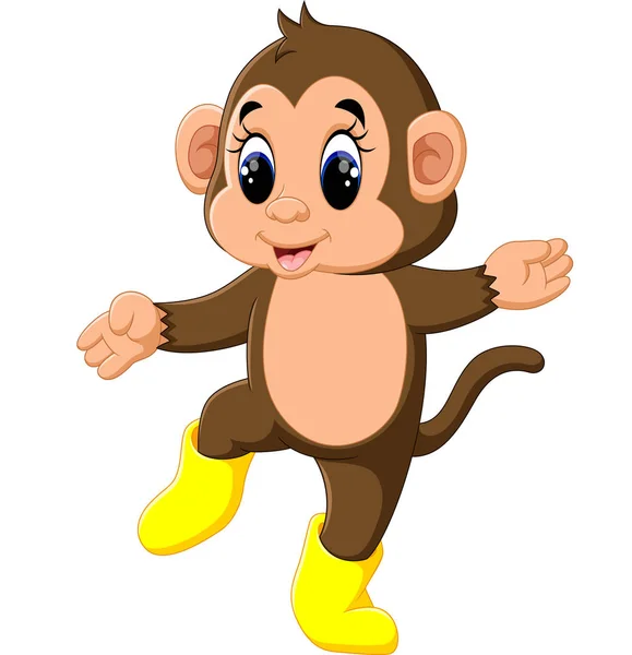 Illustrazione della scimmia dei cartoni animati carino — Vettoriale Stock
