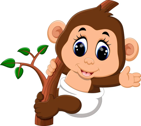 Ilustrace roztomilé karikatury opice — Stockový vektor