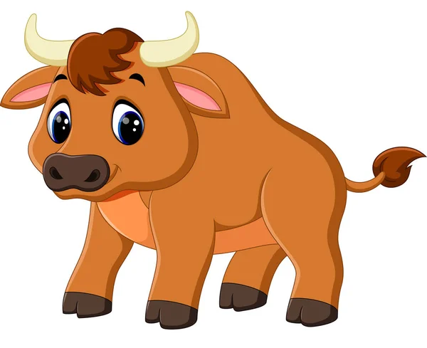 Ilustración de lindo bebé toro de dibujos animados — Vector de stock