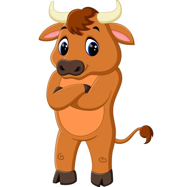 Ilustración de lindo bebé toro de dibujos animados — Vector de stock