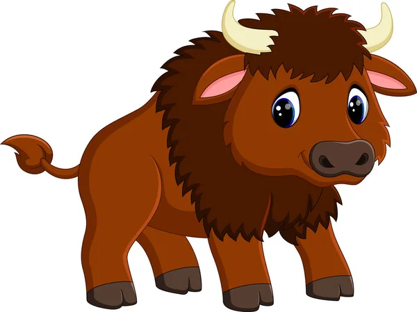 Carino bisonte cartone animato — Vettoriale Stock