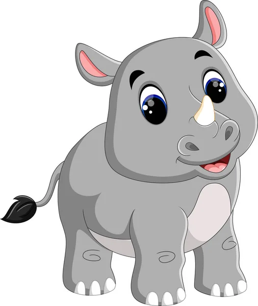 Dessin animé mignon rhino assis — Image vectorielle