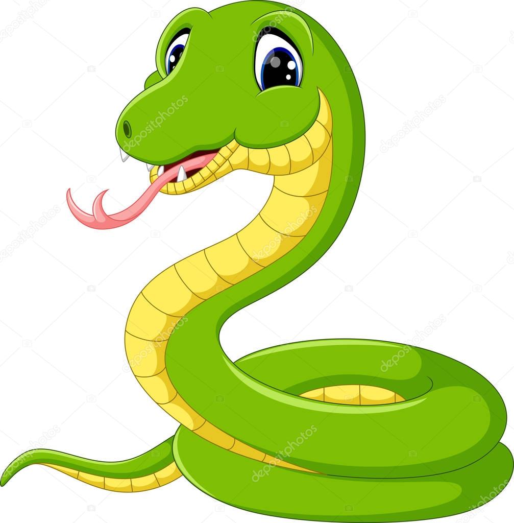 Ilustração do ícone dos desenhos animados da serpente Cobra verde