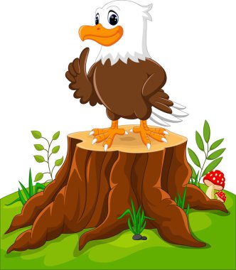 Ağaç kütüğü şirin kartal karikatür