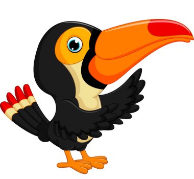 Karikatür mutlu kuş toucan