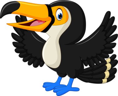Karikatür mutlu kuş toucan