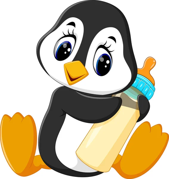 Иллюстрация милого мультфильма про пингвинов — стоковый вектор