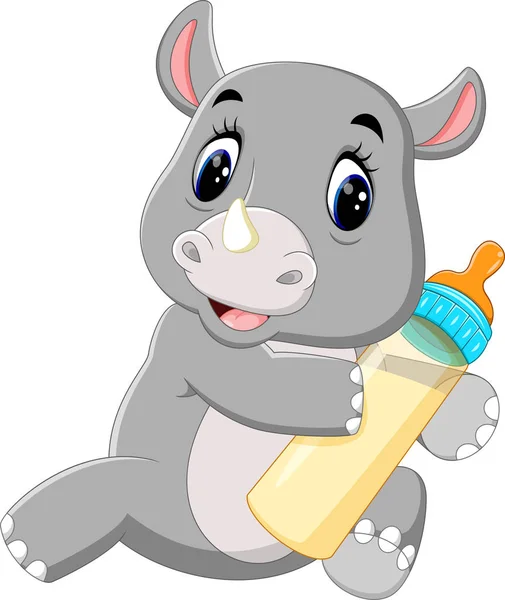 Illustrazione del simpatico cartone animato rinoceronte — Vettoriale Stock