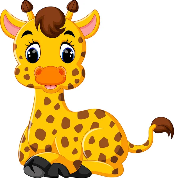 Ilustración de dibujos animados de jirafa lindo — Vector de stock