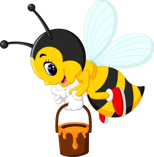 可爱的蜜蜂卡通的插图 — 图库矢量图片