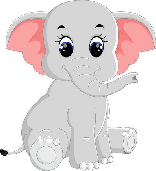 Lindo elefante de dibujos animados sentado — Vector de stock