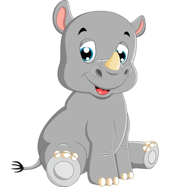 Mignon bébé rhino assis — Image vectorielle
