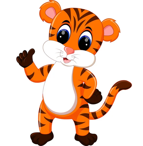 Carino cartone animato tigre dando pollice in su — Vettoriale Stock