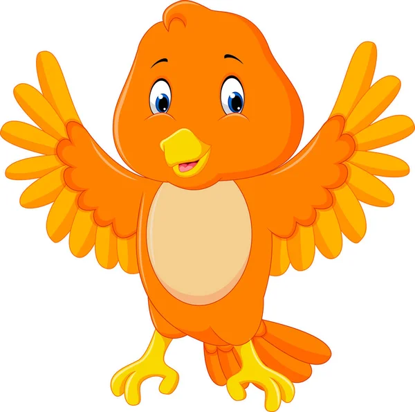 Roztomilý oranžový pták kreslený — Stockový vektor