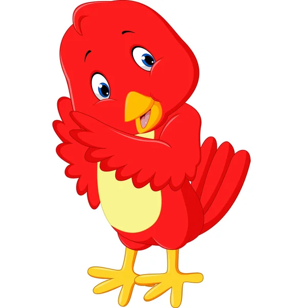 Cute red bird cartoon — Stock Vector