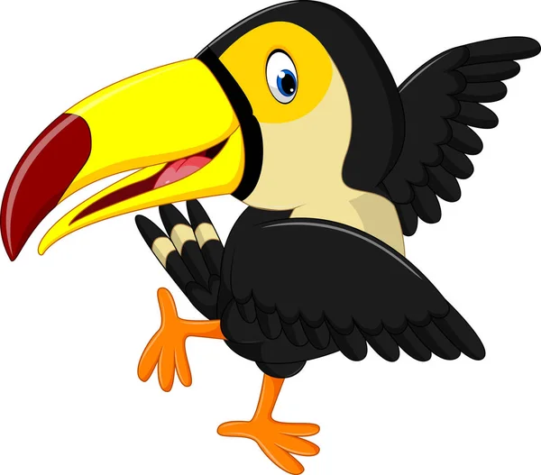 Cartoon happy bird toucan — Stock vektor