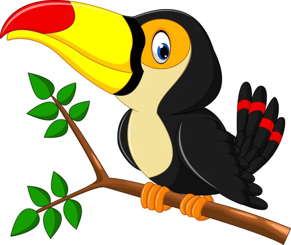 Dessin animé oiseau heureux toucan — Image vectorielle